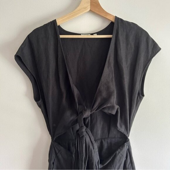Aritzia Wilfred Ecoulement Open Tie Back Linen Jumpsuit Black sz 2 - Picture 8 of 10